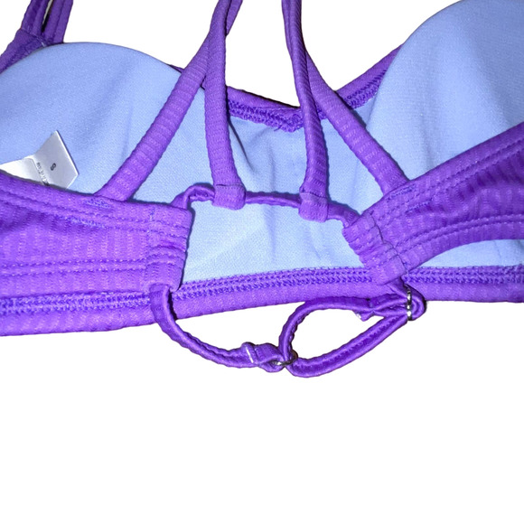 Salt + Cove Jrs' Raised Rib Strappy Bralette high waisted Bikini set, purple XS - Picture 9 of 11